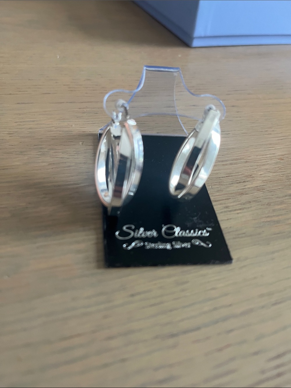 NWT Sterling Silver Polished Hoop Earrings - Silver - Picture 3 of 3